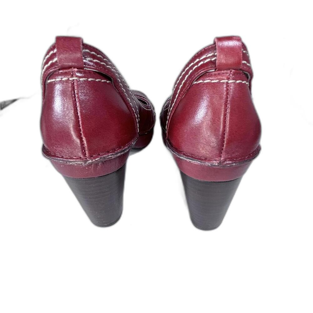 Indigo Clarks Open toe Red leather platform heels Women's size 7 - Picture 6 of 8